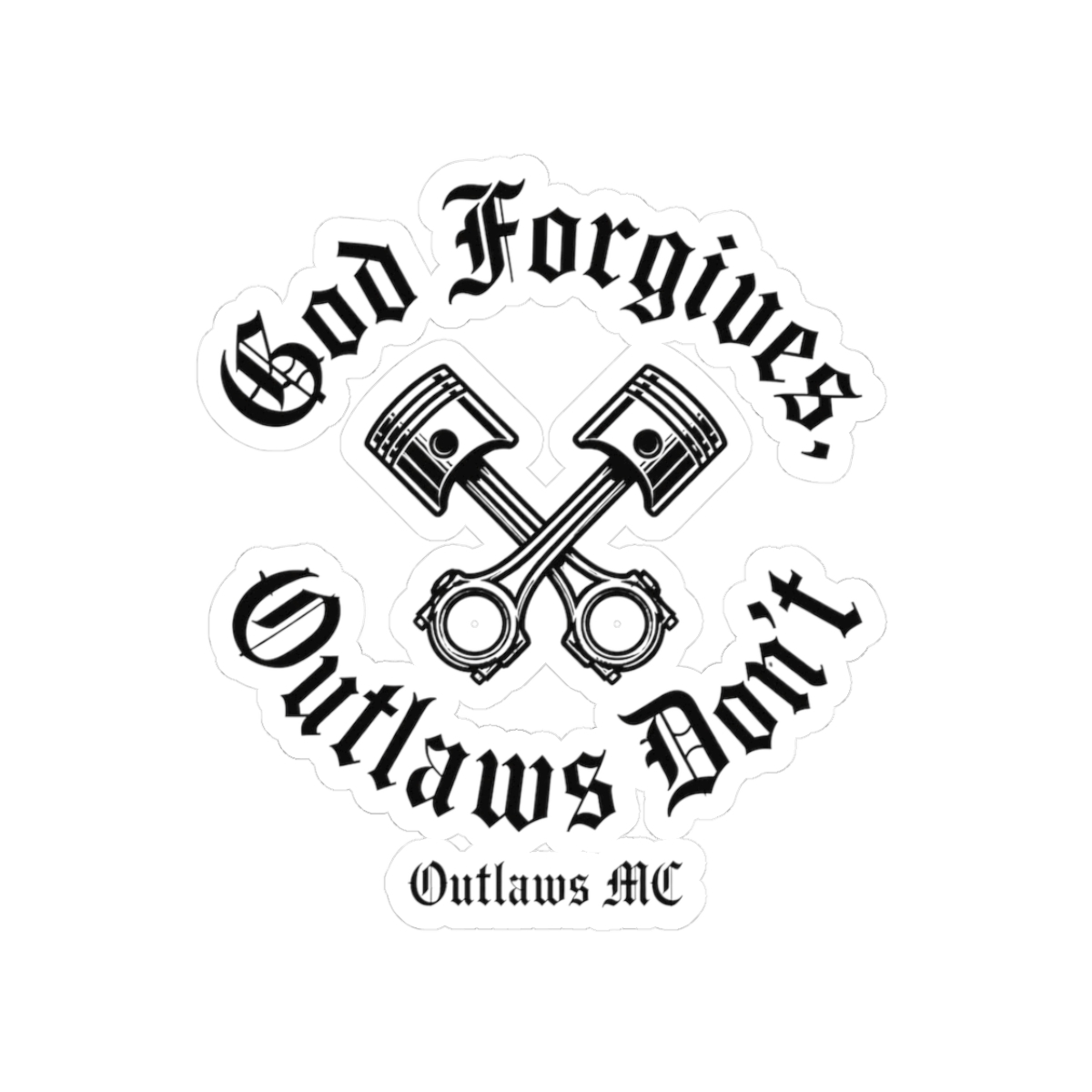 Outlaws MC "God Forgives, Outlaws Don" Sticker - alternate angle 1, merchandise