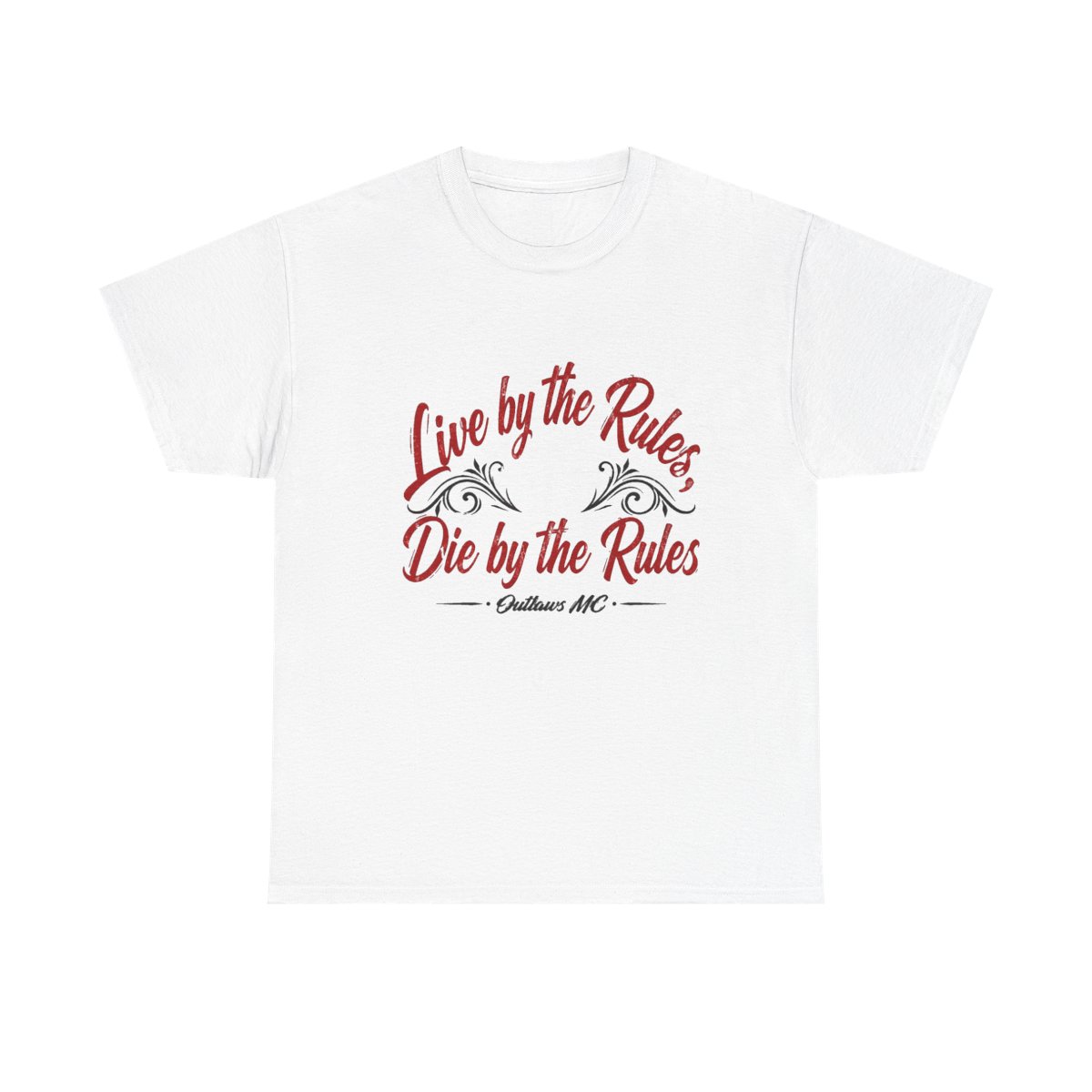Outlaws MC "Live by the Rules, Die by the Rules" Unisex Tee - alternate angle 2, merchandise