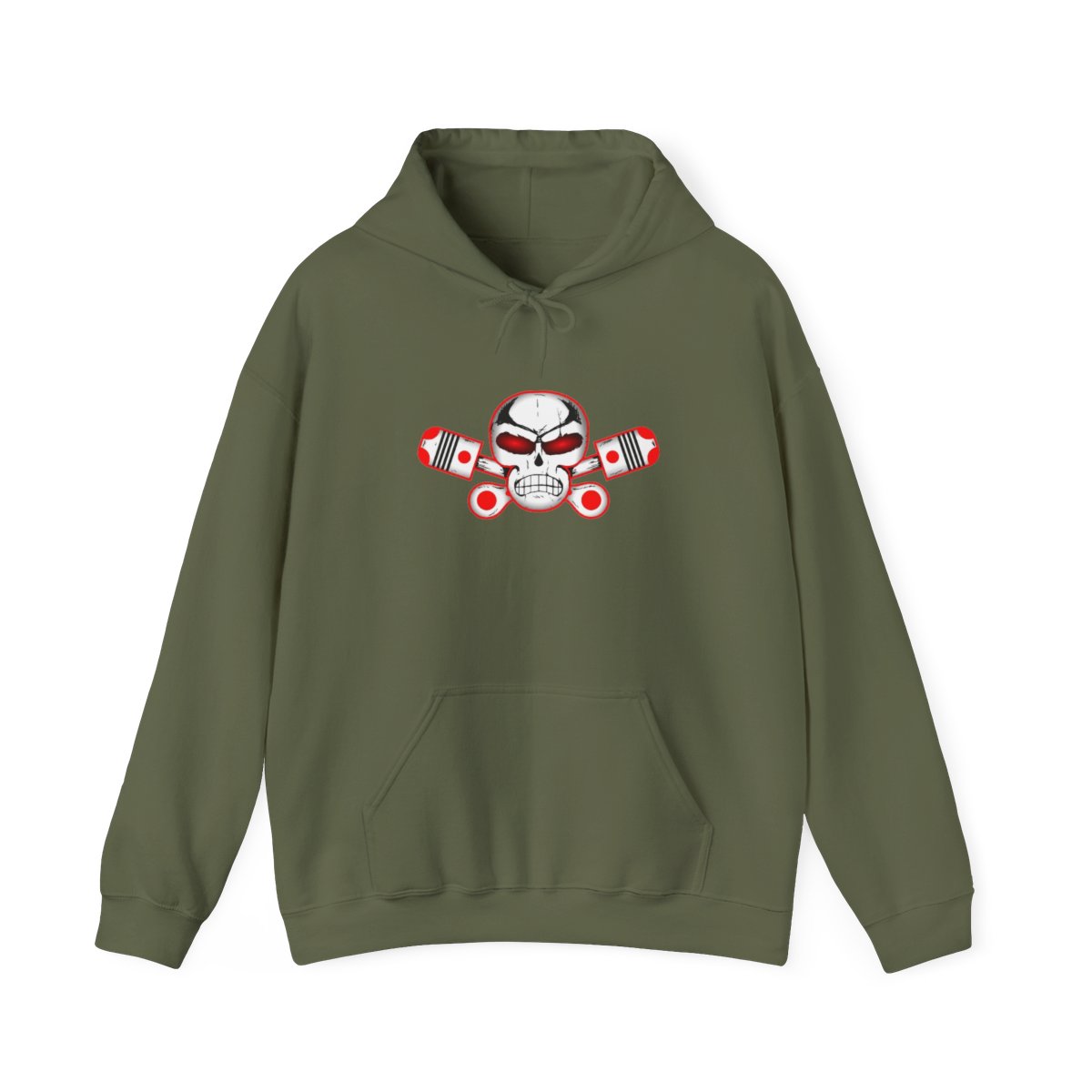 Skull with Pistons Hoodie | Mechanic Motorhead Sweatshirt | Outlaws MC - alternate angle 4, merchandise