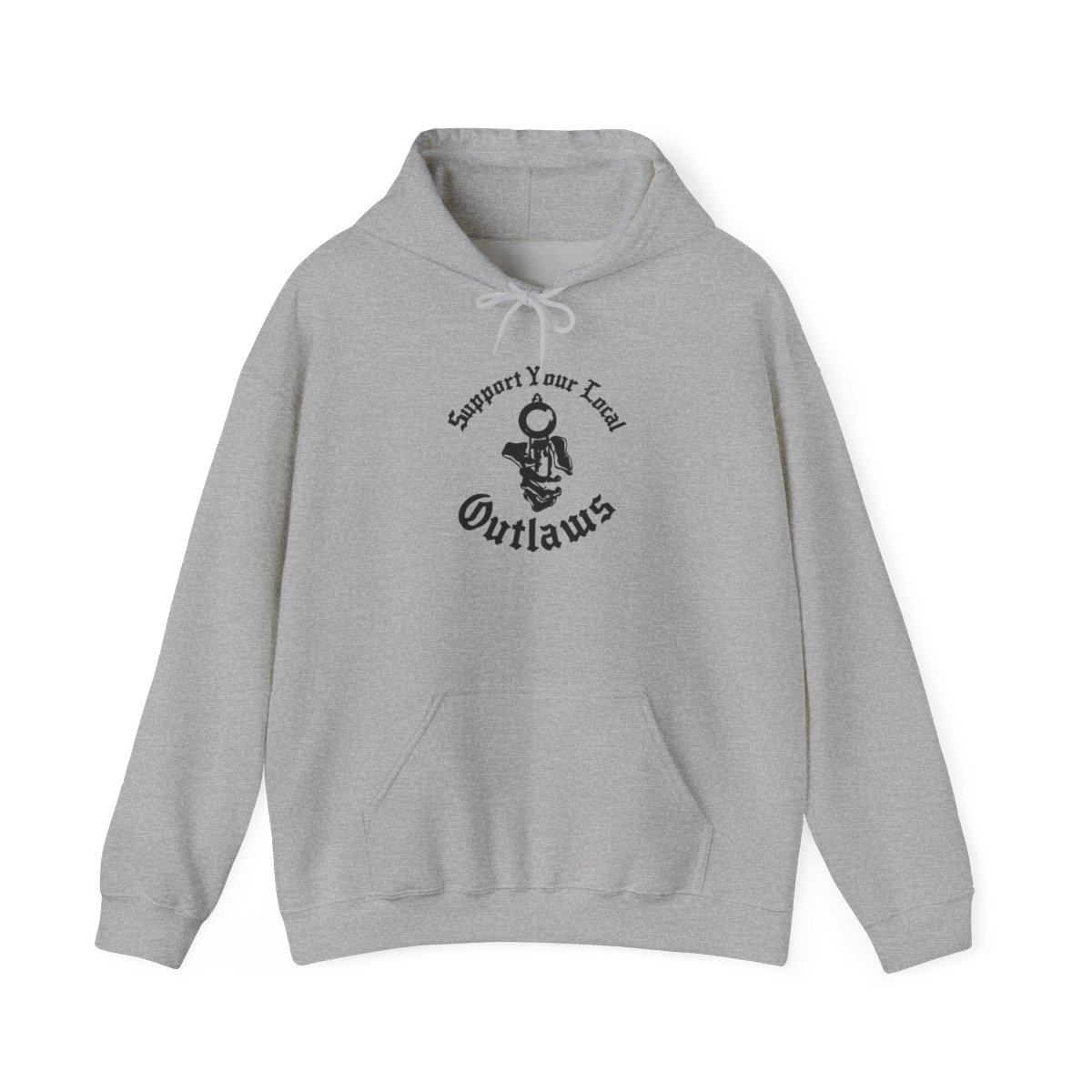 Support Your Local Outlaws Hoodie | Vintage Cowboy Skull Western Logo | Outlaws MC - alternate angle 4, merchandise