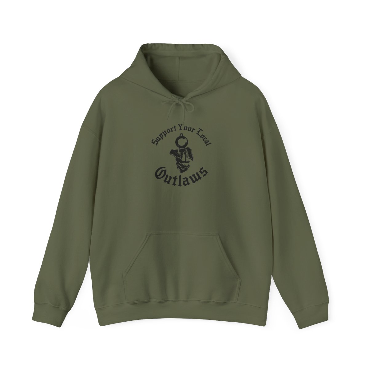 Support Your Local Outlaws Hoodie | Vintage Cowboy Skull Western Logo | Outlaws MC - alternate angle 5, merchandise