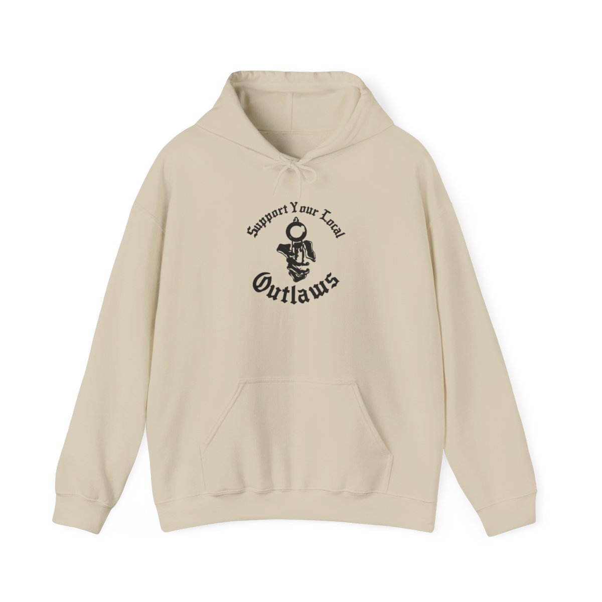 Support Your Local Outlaws Hoodie | Vintage Cowboy Skull Western Logo | Outlaws MC - alternate angle 3, merchandise