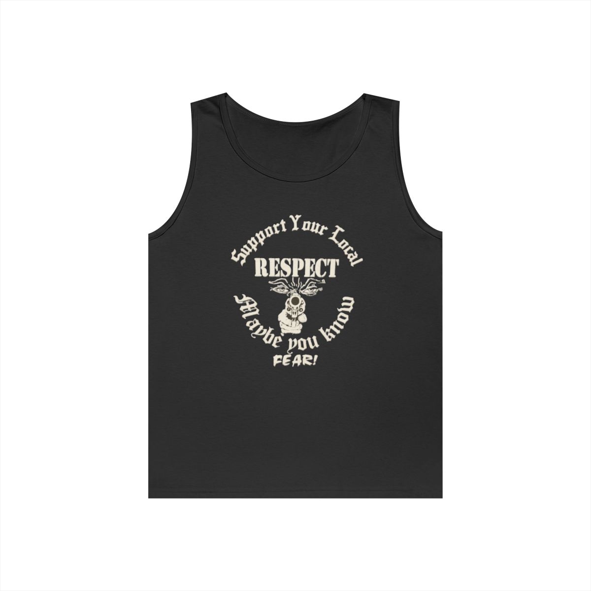 Respect Skull Illustration Tank Top | 'Support Your Local, Respect' Vintage Biker Design | Outlaws MC
