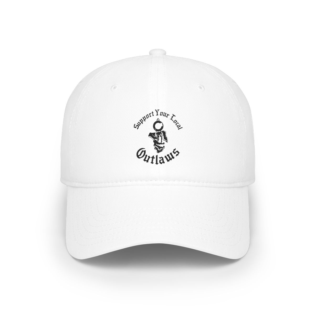 Support Your Local Outlaws Cap | Embroidered Skull Anchor Logo, White Baseball Cap | Outlaws MC