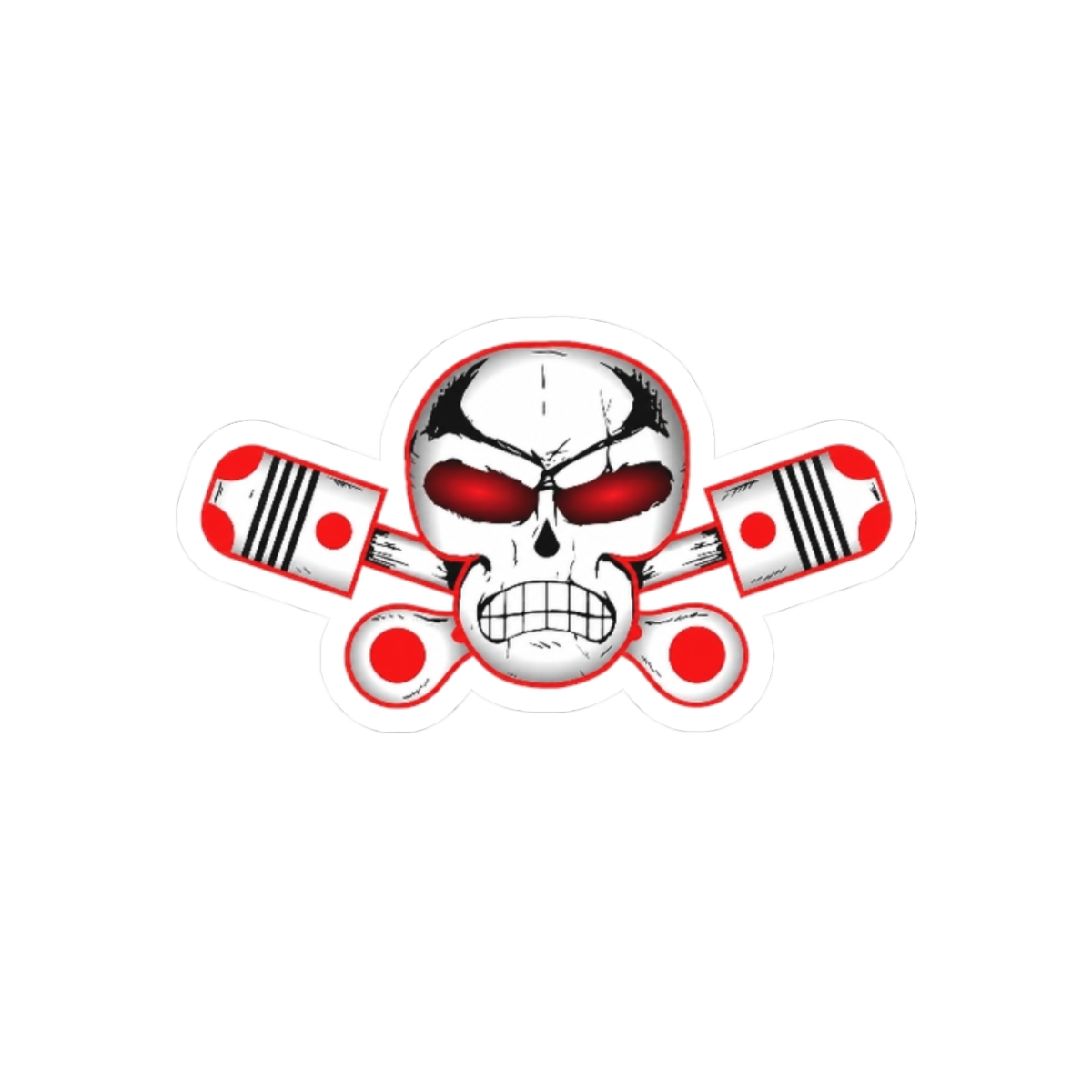 Angry Skull with Pistons Sticker | Kiss-Cut Sticker | Outlaws MC - alternate angle 3, merchandise