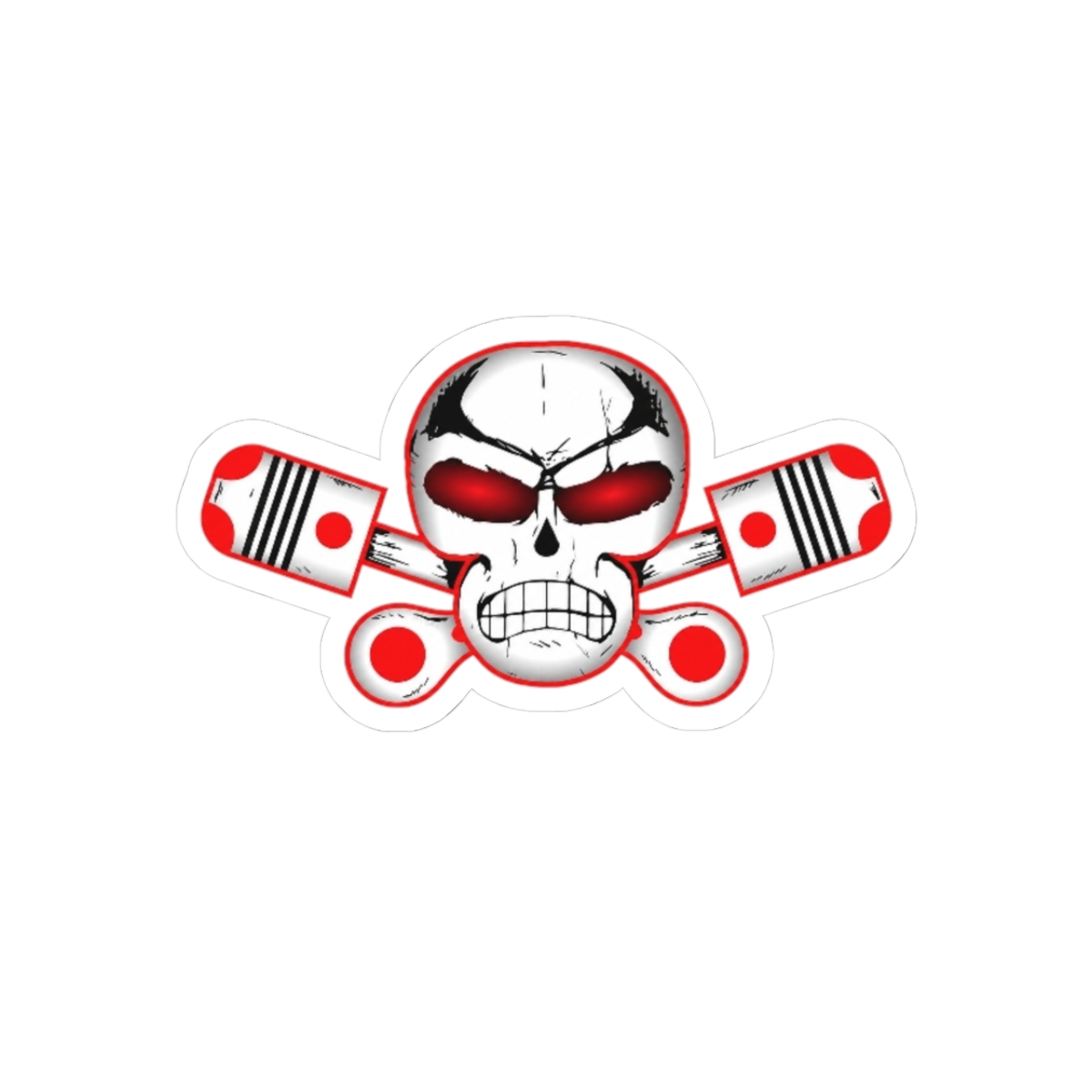 Angry Skull with Pistons Sticker | Kiss-Cut Sticker | Outlaws MC