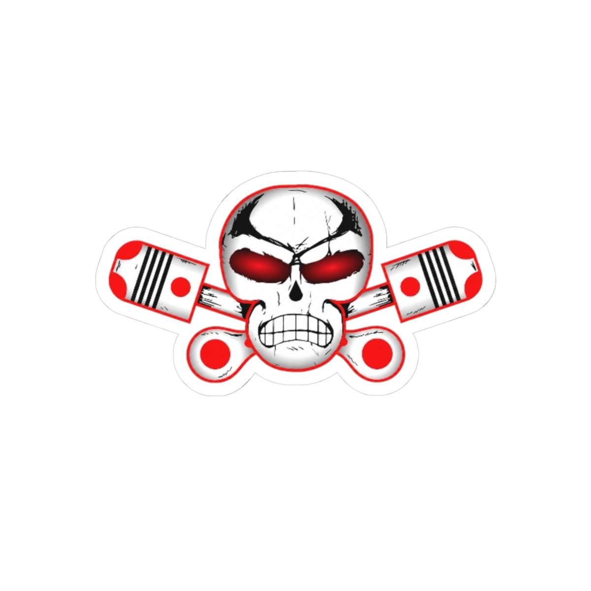 Angry Skull with Pistons Sticker | Kiss-Cut Sticker | Outlaws MC