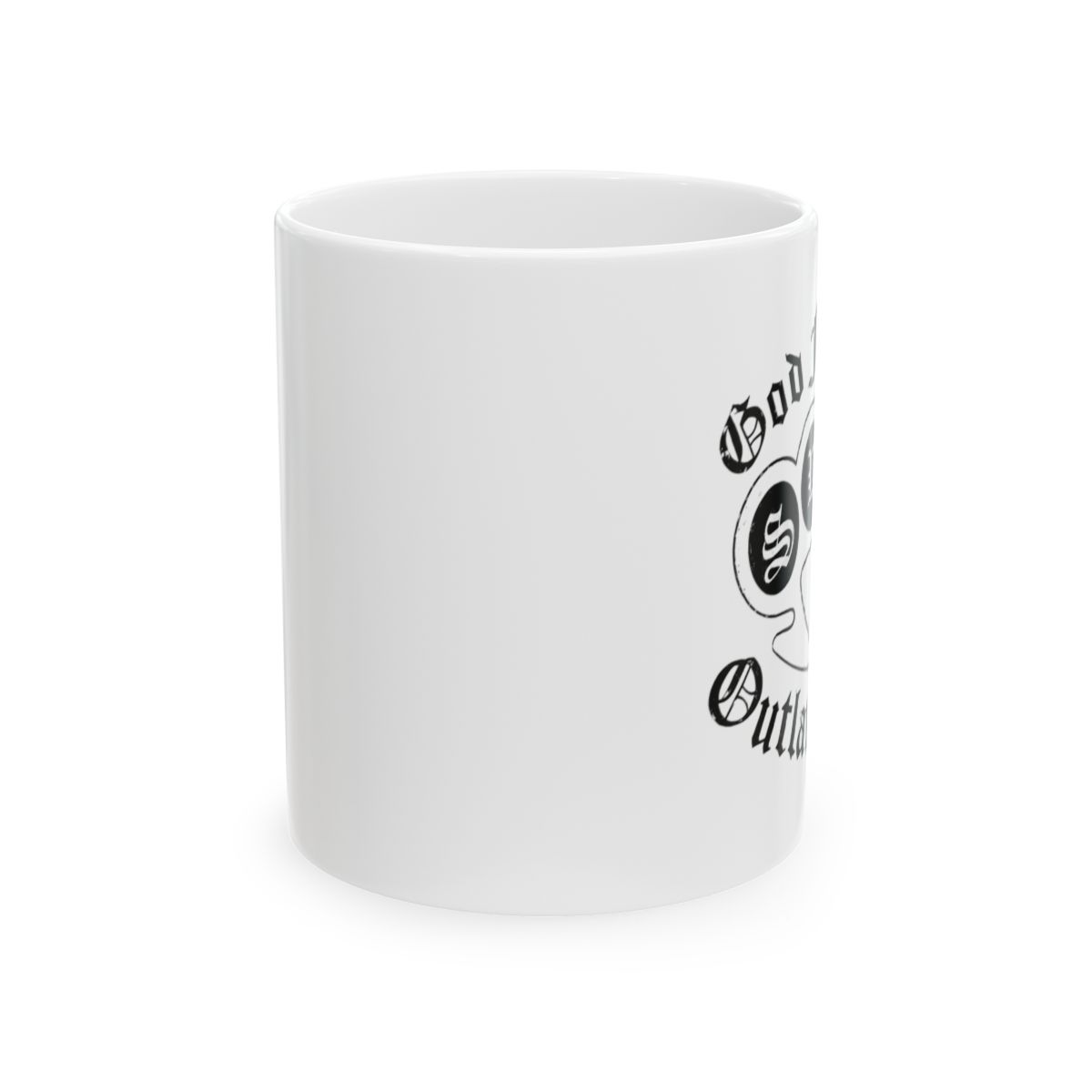 Skull and Crossbones Graphic Mug | Ceramic Coffee Cup | Outlaws MC - alternate angle 1, merchandise