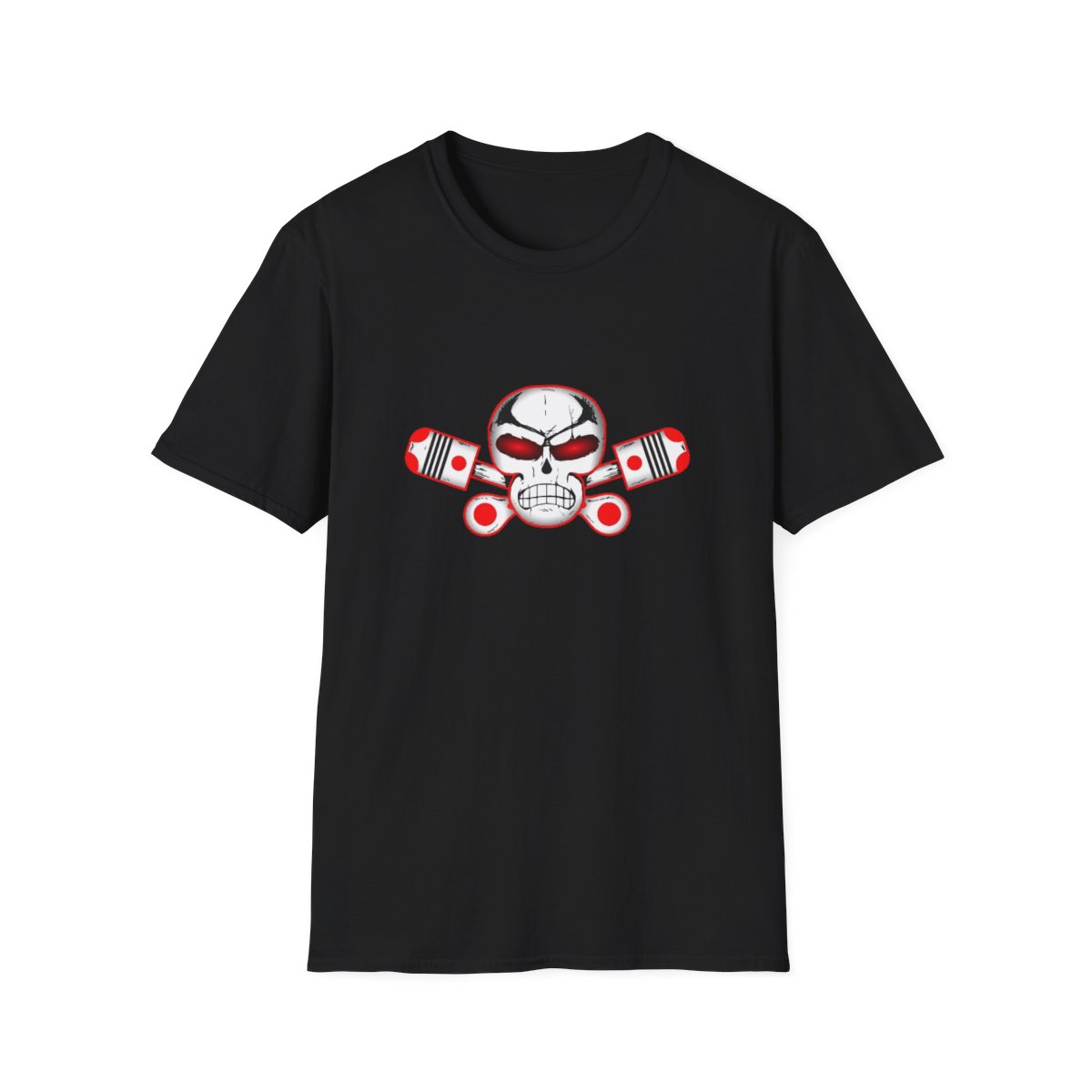 Skull with Pistons T-Shirt | Mechanic Motorcycle Engine Tee | Outlaws MC - alternate angle 2, merchandise