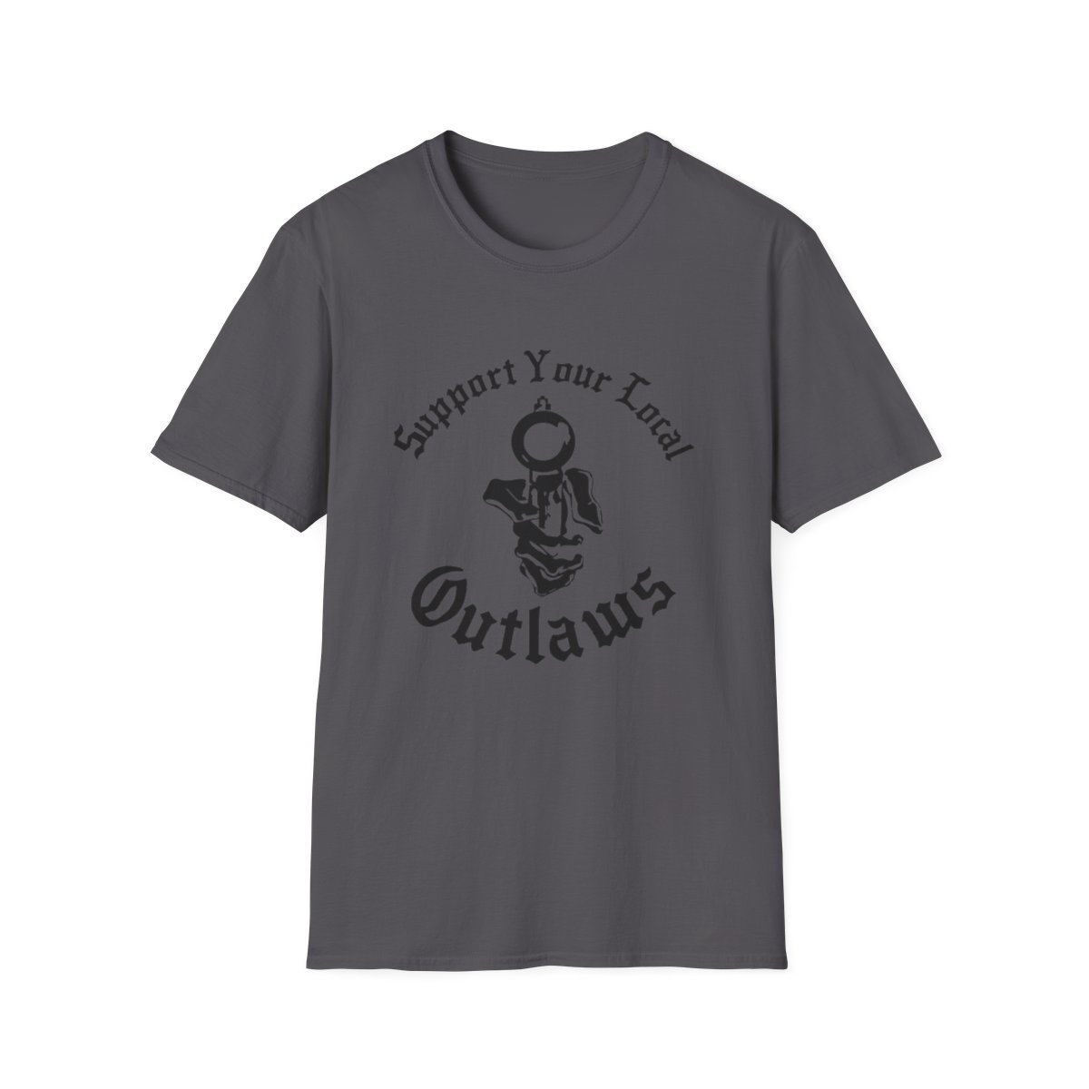 Support Your Local Outlaws T-Shirt | Motorcycle Skull Design | Outlaws MC - alternate angle 4, merchandise