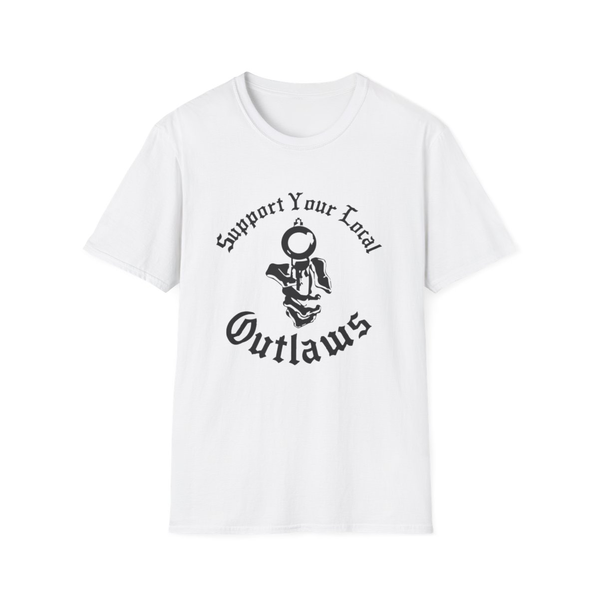 Support Your Local Outlaws T-Shirt | Motorcycle Skull Design | Outlaws MC