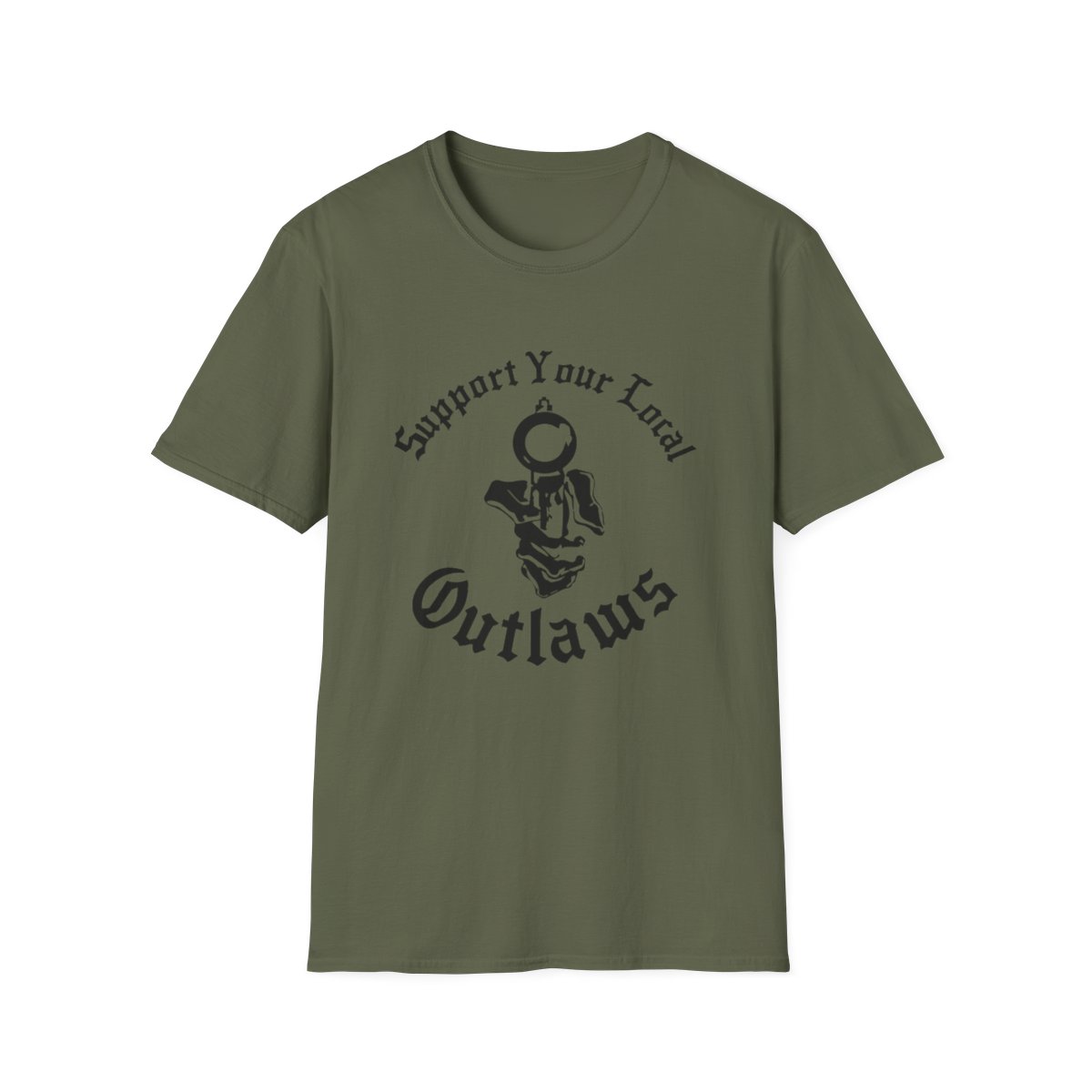 Support Your Local Outlaws T-Shirt | Motorcycle Skull Design | Outlaws MC - alternate angle 3, merchandise