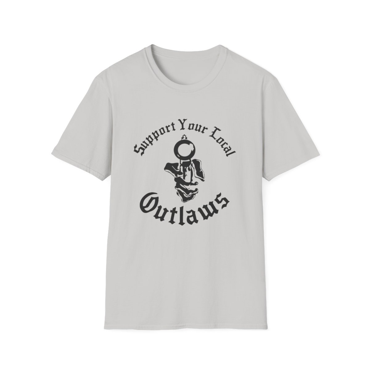 Support Your Local Outlaws T-Shirt | Motorcycle Skull Design | Outlaws MC - alternate angle 2, merchandise